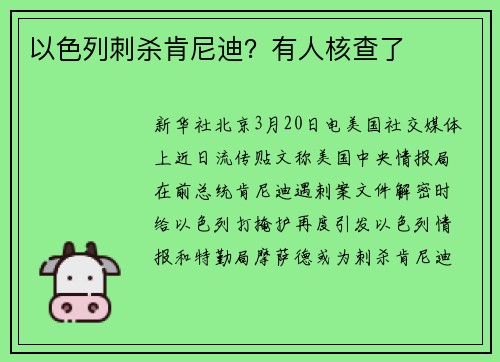 以色列刺杀肯尼迪？有人核查了