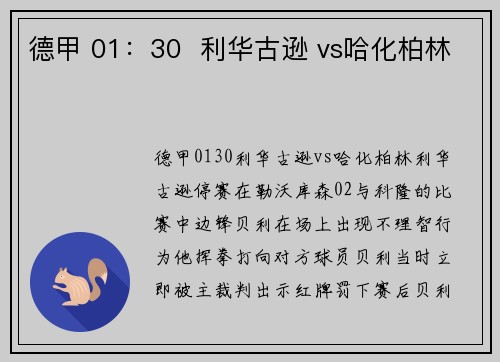 德甲 01：30  利华古逊 vs哈化柏林